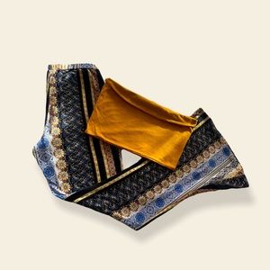 Stretchy, pattered, bell bottoms/tube top